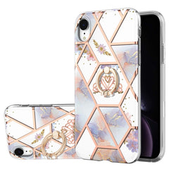 Galvanisiertes Spleißen, Marmor-Blumenmuster, stoßfeste TPU-Hülle mit Strass-Ringhalter, für iPhone 11 Pro, für iPhone 11 Pro Max, für iPhone X / XS, für iPhone XR, für iPhone XS Max, für iPhone SE 2022 / SE 2020 / 7 / 8, für iPhone 7 Plus / 8 Plus