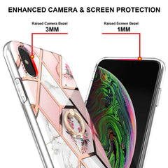 Electroplating Splicing Marble Flower Pattern TPU Shockproof Case with Rhinestone Ring Holder, For iPhone XS Max, For iPhone SE 2022 / SE 2020 / 7 / 8, For iPhone 7 Plus / 8 Plus