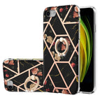 For iPhone SE 2022 / SE 2020 / 7 / 8 / Black Flower