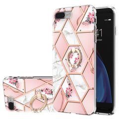 Galvanisiertes Spleißen, Marmor-Blumenmuster, stoßfeste TPU-Hülle mit Strass-Ringhalter, für iPhone 11 Pro, für iPhone 11 Pro Max, für iPhone X / XS, für iPhone XR, für iPhone XS Max, für iPhone SE 2022 / SE 2020 / 7 / 8, für iPhone 7 Plus / 8 Plus