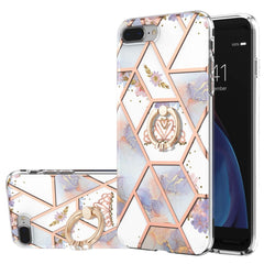 Galvanisiertes Spleißen, Marmor-Blumenmuster, stoßfeste TPU-Hülle mit Strass-Ringhalter, für iPhone 11 Pro, für iPhone 11 Pro Max, für iPhone X / XS, für iPhone XR, für iPhone XS Max, für iPhone SE 2022 / SE 2020 / 7 / 8, für iPhone 7 Plus / 8 Plus