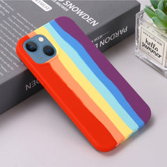 Rainbow Liquid Silicone Shockproof Full Coverage Protective Case, For iPhone 13 mini, For iPhone 13, For iPhone 13 Pro, For iPhone 13 Pro Max