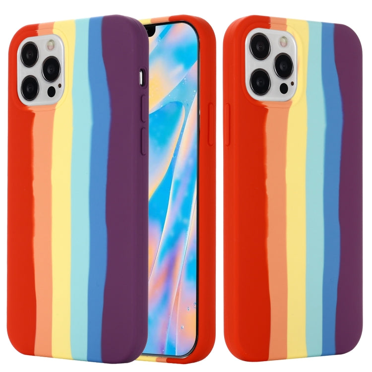 Regenbogen-Flüssigsilikon-Stoßschutzhülle mit vollständiger Abdeckung, für iPhone 13 Mini, für iPhone 13, für iPhone 13 Pro, für iPhone 13 Pro Max