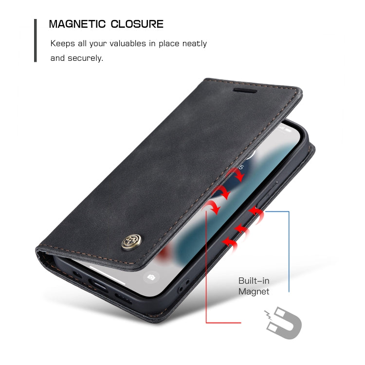 CaseMe-013 - Funda de piel con tapa horizontal multifuncional retro esmerilada con ranura para tarjetas, soporte y billetera, para iPhone 13 mini, iPhone 13, iPhone 13 Pro, iPhone 13 Pro Max