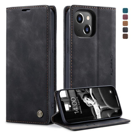 CaseMe-013 - Funda de piel con tapa horizontal multifuncional retro esmerilada con ranura para tarjetas, soporte y billetera, para iPhone 13 mini, iPhone 13, iPhone 13 Pro, iPhone 13 Pro Max
