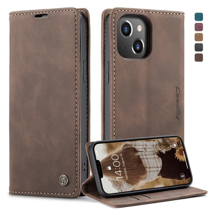 CaseMe-013 - Funda de piel con tapa horizontal multifuncional retro esmerilada con ranura para tarjetas, soporte y billetera, para iPhone 13 mini, iPhone 13, iPhone 13 Pro, iPhone 13 Pro Max