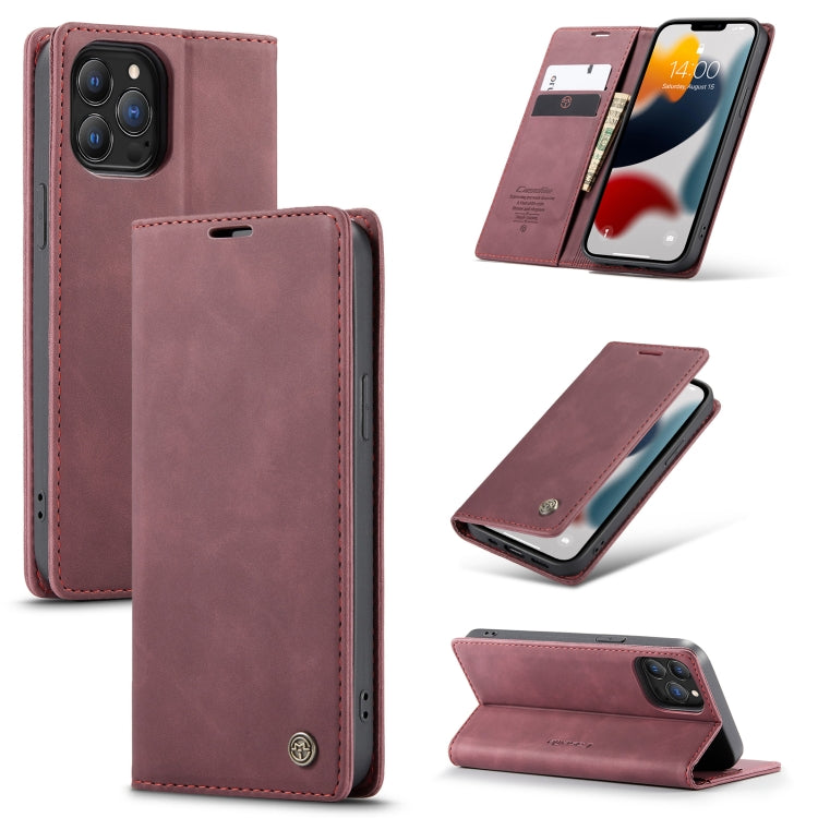 CaseMe-013 - Funda de piel con tapa horizontal multifuncional retro esmerilada con ranura para tarjetas, soporte y billetera, para iPhone 13 mini, iPhone 13, iPhone 13 Pro, iPhone 13 Pro Max