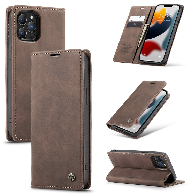 CaseMe-013 - Funda de piel con tapa horizontal multifuncional retro esmerilada con ranura para tarjetas, soporte y billetera, para iPhone 13 mini, iPhone 13, iPhone 13 Pro, iPhone 13 Pro Max