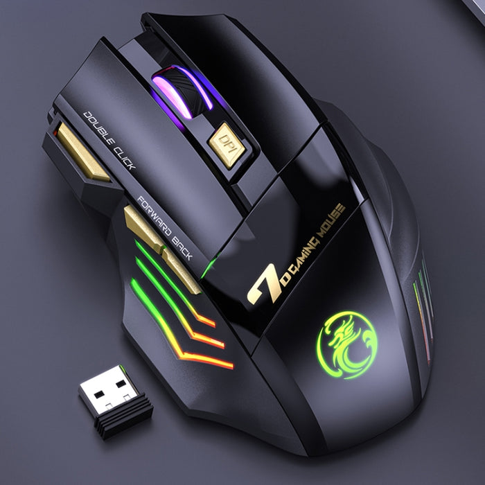 iMICE GW-X7 7-Tasten Leise wiederaufladbare kabellose Gaming-Maus mit bunten RGB-Lichtern, GW-X7 2,4G
