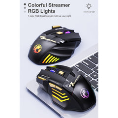 iMICE GW-X7 7-button Silent Rechargeable Wireless Gaming Mouse with Colorful RGB Lights, GW-X7 2.4G