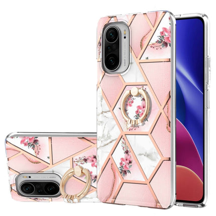 Electroplating Splicing Marble Flower Pattern TPU Shockproof Case with Rhinestone Ring Holder, For Xiaomi Mi 11i, For Xiaomi Poco M3, For Xiaomi Redmi 9A, For Xiaomi Mi 10 Lite, For Xiaomi Mi 10T Lite, For Xiaomi Mi 10T / Mi 10T Pro