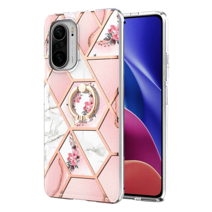 Electroplating Splicing Marble Flower Pattern TPU Shockproof Case with Rhinestone Ring Holder, For Xiaomi Mi 11i, For Xiaomi Poco M3, For Xiaomi Redmi 9A, For Xiaomi Mi 10 Lite, For Xiaomi Mi 10T Lite, For Xiaomi Mi 10T / Mi 10T Pro