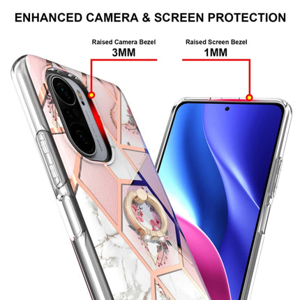Electroplating Splicing Marble Flower Pattern TPU Shockproof Case with Rhinestone Ring Holder, For Xiaomi Mi 11i, For Xiaomi Poco M3, For Xiaomi Redmi 9A, For Xiaomi Mi 10 Lite, For Xiaomi Mi 10T Lite, For Xiaomi Mi 10T / Mi 10T Pro