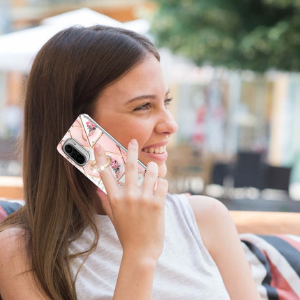 Electroplating Splicing Marble Flower Pattern TPU Shockproof Case with Rhinestone Ring Holder, For Xiaomi Mi 11i, For Xiaomi Poco M3, For Xiaomi Redmi 9A, For Xiaomi Mi 10 Lite, For Xiaomi Mi 10T Lite, For Xiaomi Mi 10T / Mi 10T Pro
