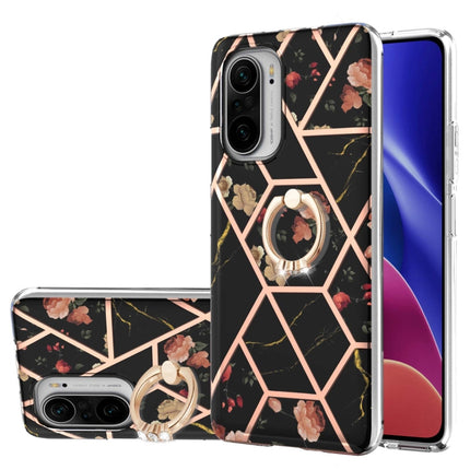 Electroplating Splicing Marble Flower Pattern TPU Shockproof Case with Rhinestone Ring Holder, For Xiaomi Mi 11i, For Xiaomi Poco M3, For Xiaomi Redmi 9A, For Xiaomi Mi 10 Lite, For Xiaomi Mi 10T Lite, For Xiaomi Mi 10T / Mi 10T Pro