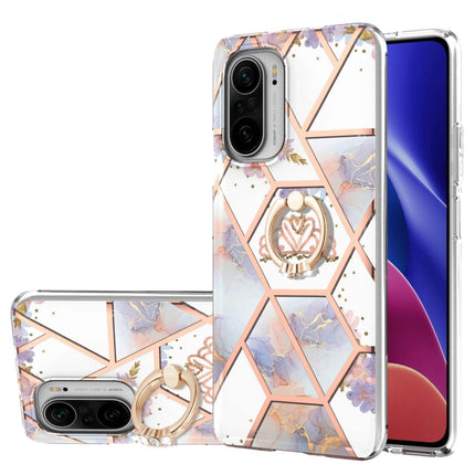 Electroplating Splicing Marble Flower Pattern TPU Shockproof Case with Rhinestone Ring Holder, For Xiaomi Mi 11i, For Xiaomi Poco M3, For Xiaomi Redmi 9A, For Xiaomi Mi 10 Lite, For Xiaomi Mi 10T Lite, For Xiaomi Mi 10T / Mi 10T Pro