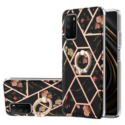 Electroplating Splicing Marble Flower Pattern TPU Shockproof Case with Rhinestone Ring Holder, For Xiaomi Mi 11i, For Xiaomi Poco M3, For Xiaomi Redmi 9A, For Xiaomi Mi 10 Lite, For Xiaomi Mi 10T Lite, For Xiaomi Mi 10T / Mi 10T Pro