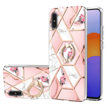 Electroplating Splicing Marble Flower Pattern TPU Shockproof Case with Rhinestone Ring Holder, For Xiaomi Mi 11i, For Xiaomi Poco M3, For Xiaomi Redmi 9A, For Xiaomi Mi 10 Lite, For Xiaomi Mi 10T Lite, For Xiaomi Mi 10T / Mi 10T Pro