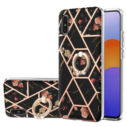 Electroplating Splicing Marble Flower Pattern TPU Shockproof Case with Rhinestone Ring Holder, For Xiaomi Mi 11i, For Xiaomi Poco M3, For Xiaomi Redmi 9A, For Xiaomi Mi 10 Lite, For Xiaomi Mi 10T Lite, For Xiaomi Mi 10T / Mi 10T Pro