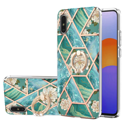Electroplating Splicing Marble Flower Pattern TPU Shockproof Case with Rhinestone Ring Holder, For Xiaomi Mi 11i, For Xiaomi Poco M3, For Xiaomi Redmi 9A, For Xiaomi Mi 10 Lite, For Xiaomi Mi 10T Lite, For Xiaomi Mi 10T / Mi 10T Pro