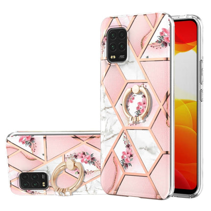 Electroplating Splicing Marble Flower Pattern TPU Shockproof Case with Rhinestone Ring Holder, For Xiaomi Mi 11i, For Xiaomi Poco M3, For Xiaomi Redmi 9A, For Xiaomi Mi 10 Lite, For Xiaomi Mi 10T Lite, For Xiaomi Mi 10T / Mi 10T Pro
