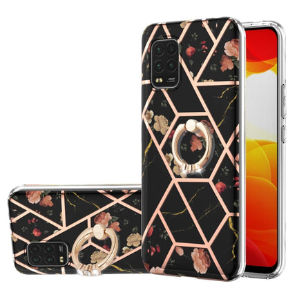 Electroplating Splicing Marble Flower Pattern TPU Shockproof Case with Rhinestone Ring Holder, For Xiaomi Mi 11i, For Xiaomi Poco M3, For Xiaomi Redmi 9A, For Xiaomi Mi 10 Lite, For Xiaomi Mi 10T Lite, For Xiaomi Mi 10T / Mi 10T Pro