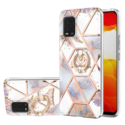 Electroplating Splicing Marble Flower Pattern TPU Shockproof Case with Rhinestone Ring Holder, For Xiaomi Mi 11i, For Xiaomi Poco M3, For Xiaomi Redmi 9A, For Xiaomi Mi 10 Lite, For Xiaomi Mi 10T Lite, For Xiaomi Mi 10T / Mi 10T Pro