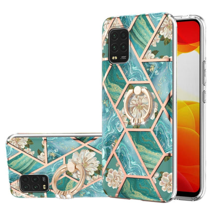 Electroplating Splicing Marble Flower Pattern TPU Shockproof Case with Rhinestone Ring Holder, For Xiaomi Mi 11i, For Xiaomi Poco M3, For Xiaomi Redmi 9A, For Xiaomi Mi 10 Lite, For Xiaomi Mi 10T Lite, For Xiaomi Mi 10T / Mi 10T Pro