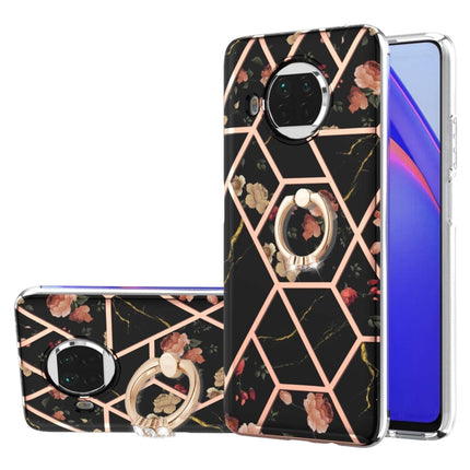 Electroplating Splicing Marble Flower Pattern TPU Shockproof Case with Rhinestone Ring Holder, For Xiaomi Mi 11i, For Xiaomi Poco M3, For Xiaomi Redmi 9A, For Xiaomi Mi 10 Lite, For Xiaomi Mi 10T Lite, For Xiaomi Mi 10T / Mi 10T Pro