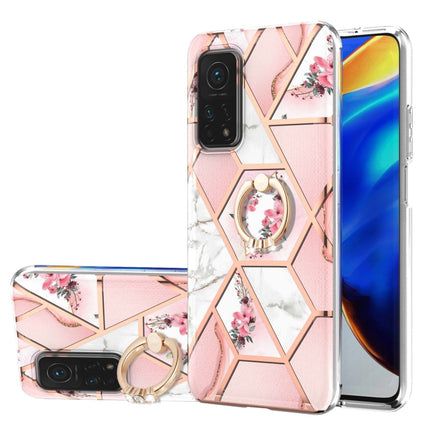 Electroplating Splicing Marble Flower Pattern TPU Shockproof Case with Rhinestone Ring Holder, For Xiaomi Mi 11i, For Xiaomi Poco M3, For Xiaomi Redmi 9A, For Xiaomi Mi 10 Lite, For Xiaomi Mi 10T Lite, For Xiaomi Mi 10T / Mi 10T Pro