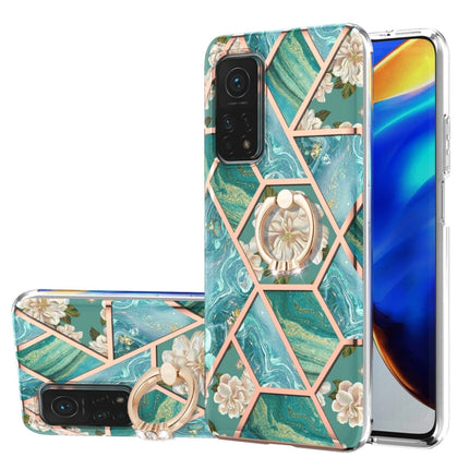 Electroplating Splicing Marble Flower Pattern TPU Shockproof Case with Rhinestone Ring Holder, For Xiaomi Mi 11i, For Xiaomi Poco M3, For Xiaomi Redmi 9A, For Xiaomi Mi 10 Lite, For Xiaomi Mi 10T Lite, For Xiaomi Mi 10T / Mi 10T Pro