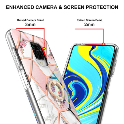 Electroplating Splicing Marble Flower Pattern TPU Shockproof Case with Rhinestone Ring Holder, For Xiaomi Redmi Note 9S, For Xiaomi Redmi Note 10, For Xiaomi Redmi Note 10 Pro Max, For Xiaomi Poco X3 NFC