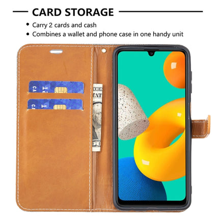 Color Matching Denim Texture Horizontal Flip Leather Case with Holder & Card Slots & Wallet & Lanyard, For Samsung Galaxy M32