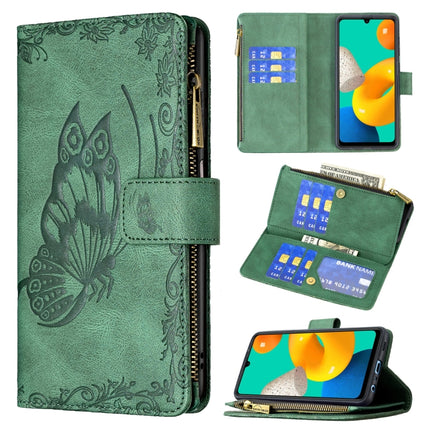 Flying Butterfly Embossing Pattern Zipper Horizontal Flip Leather Case with Holder & Card Slots & Wallet, For Samsung Galaxy M32