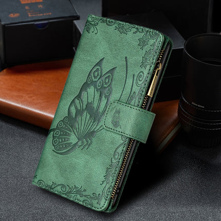 Flying Butterfly Embossing Pattern Zipper Horizontal Flip Leather Case with Holder & Card Slots & Wallet, For Samsung Galaxy M32