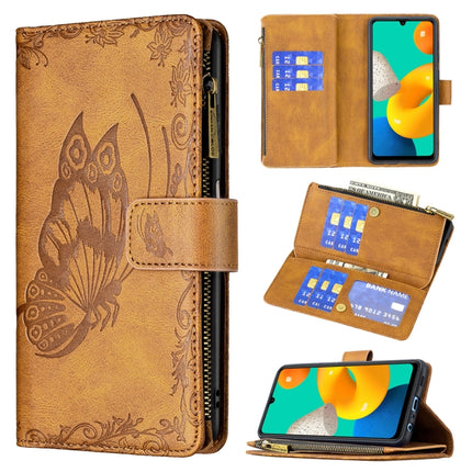 Flying Butterfly Embossing Pattern Zipper Horizontal Flip Leather Case with Holder & Card Slots & Wallet, For Samsung Galaxy M32