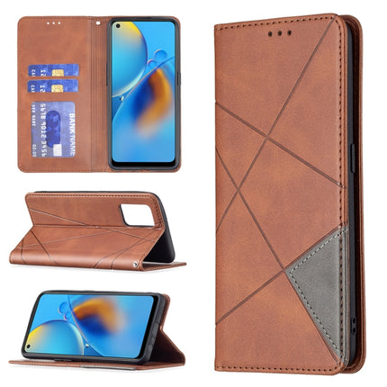 Rhombus Texture Horizontal Flip Magnetic Leather Case with Holder & Card Slots, For OPPO A7, For OPPO A15, For OPPO A54 4G / A55 5G, For OPPO A74 4G / F19 4G