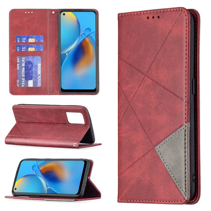 Rhombus Texture Horizontal Flip Magnetic Leather Case with Holder & Card Slots, For OPPO A7, For OPPO A15, For OPPO A54 4G / A55 5G, For OPPO A74 4G / F19 4G