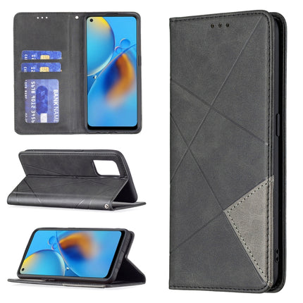 Rhombus Texture Horizontal Flip Magnetic Leather Case with Holder & Card Slots, For OPPO A7, For OPPO A15, For OPPO A54 4G / A55 5G, For OPPO A74 4G / F19 4G