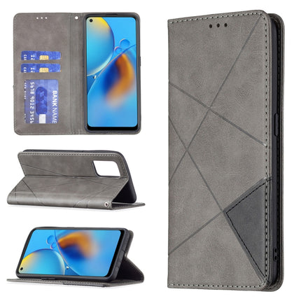 Rhombus Texture Horizontal Flip Magnetic Leather Case with Holder & Card Slots, For OPPO A7, For OPPO A15, For OPPO A54 4G / A55 5G, For OPPO A74 4G / F19 4G