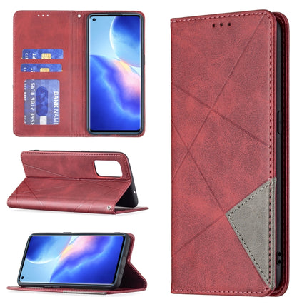 Rhombus Texture Horizontal Flip Magnetic Leather Case with Holder & Card Slots, For OPPO Reno5, For OPPO Reno6, For OPPO Realme 8 / 8 Pro, For OPPO Realme C15 / C12 / C25