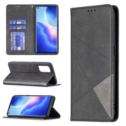 Rhombus Texture Horizontal Flip Magnetic Leather Case with Holder & Card Slots, For OPPO Reno5, For OPPO Reno6, For OPPO Realme 8 / 8 Pro, For OPPO Realme C15 / C12 / C25