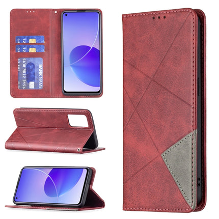 Rhombus Texture Horizontal Flip Magnetic Leather Case with Holder & Card Slots, For OPPO Reno5, For OPPO Reno6, For OPPO Realme 8 / 8 Pro, For OPPO Realme C15 / C12 / C25