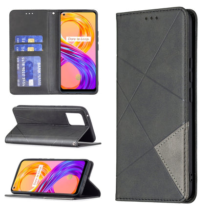 Rhombus Texture Horizontal Flip Magnetic Leather Case with Holder & Card Slots, For OPPO Reno5, For OPPO Reno6, For OPPO Realme 8 / 8 Pro, For OPPO Realme C15 / C12 / C25