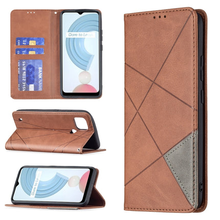 Rhombus Texture Horizontal Flip Magnetic Leather Case with Holder & Card Slots, For OPPO Realme C21 / C20, For OPPO Realme 8 5G / V13