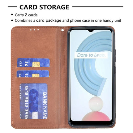 Rhombus Texture Horizontal Flip Magnetic Leather Case with Holder & Card Slots, For OPPO Realme C21 / C20, For OPPO Realme 8 5G / V13