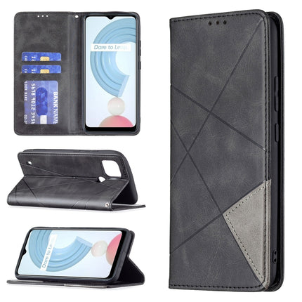 Rhombus Texture Horizontal Flip Magnetic Leather Case with Holder & Card Slots, For OPPO Realme C21 / C20, For OPPO Realme 8 5G / V13
