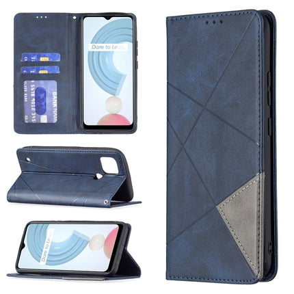 Rhombus Texture Horizontal Flip Magnetic Leather Case with Holder & Card Slots, For OPPO Realme C21 / C20, For OPPO Realme 8 5G / V13