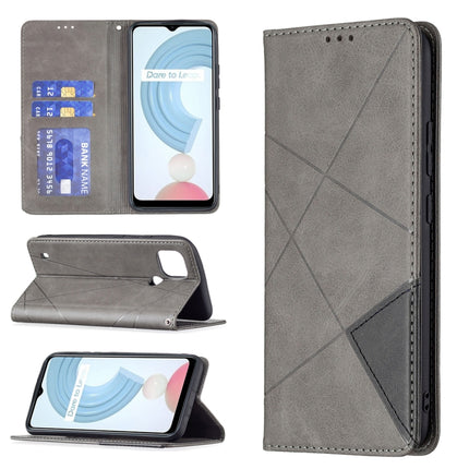 Rhombus Texture Horizontal Flip Magnetic Leather Case with Holder & Card Slots, For OPPO Realme C21 / C20, For OPPO Realme 8 5G / V13