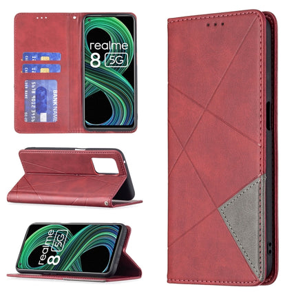 Rhombus Texture Horizontal Flip Magnetic Leather Case with Holder & Card Slots, For OPPO Realme C21 / C20, For OPPO Realme 8 5G / V13